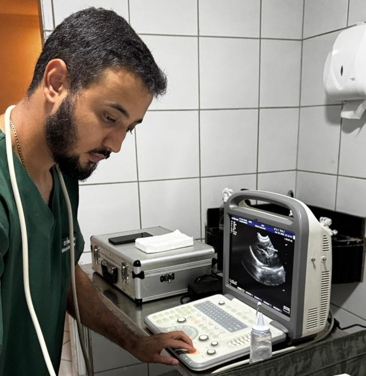 Ultrassonografia móvel em fazenda